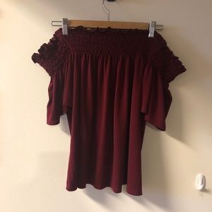 Rouched off the shoulder top